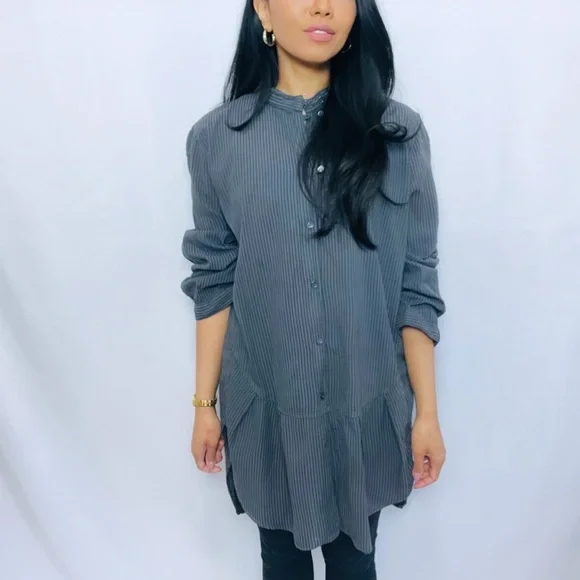OSKA | Grey Oversized Long Sleeve Button Down Tunic Top - Picture 10 of 13